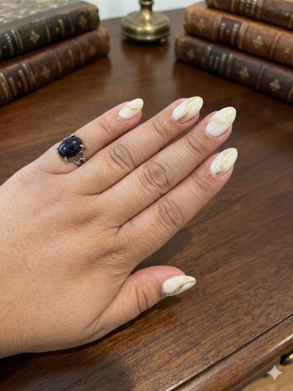 Size 7 blue goldstone gem ring